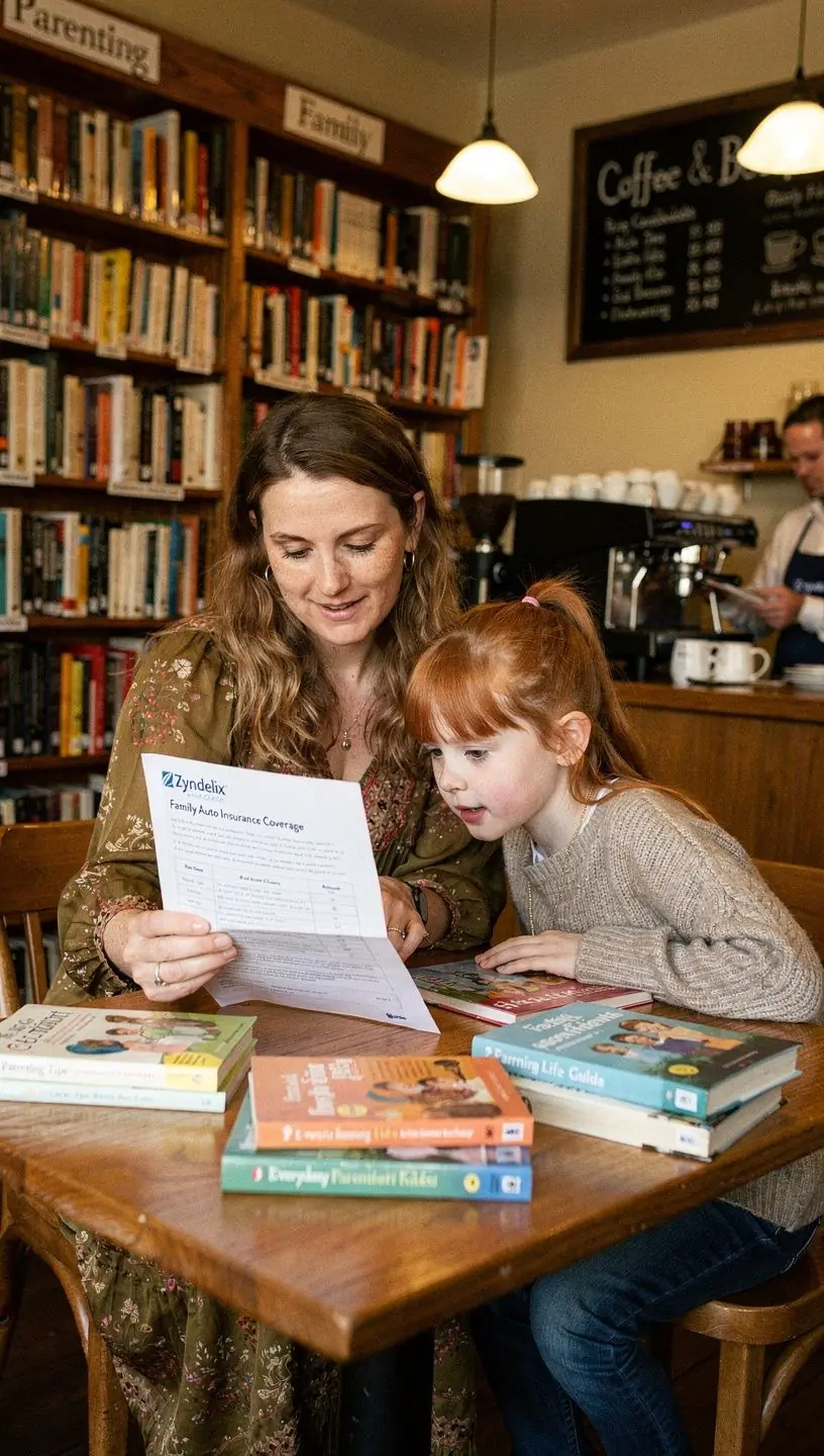 A close-up of a smartphone showing an app for managing family auto insurance policies and add-ons.